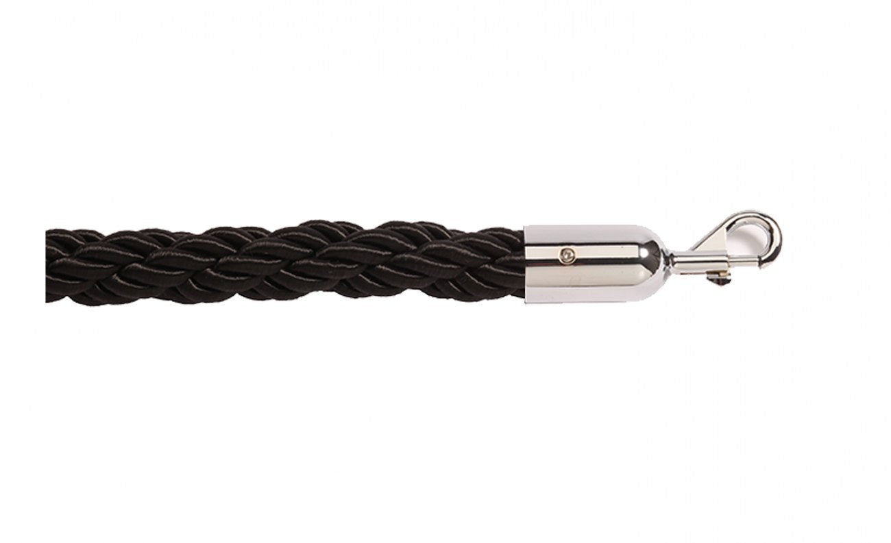 Braided Rope 1" – Black / Satin Chrome ends