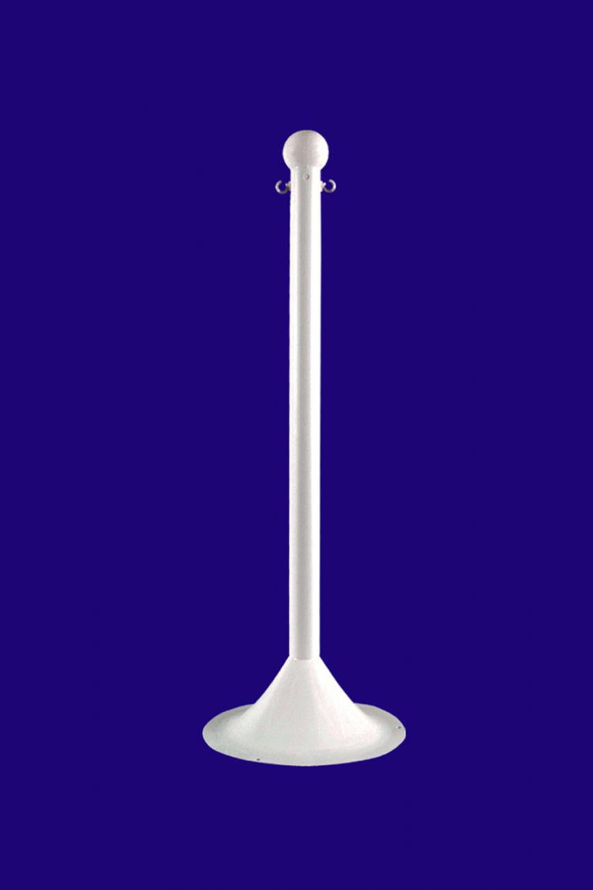 Crowd Control 2" Diameter Plastic Barrier Stanchion Light Duty, 41" Ov – White