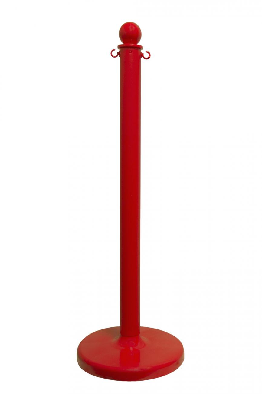 Crowd Control 2.5" Diameter Plastic Barrier Stanchion Medium Duty, 40" – Red