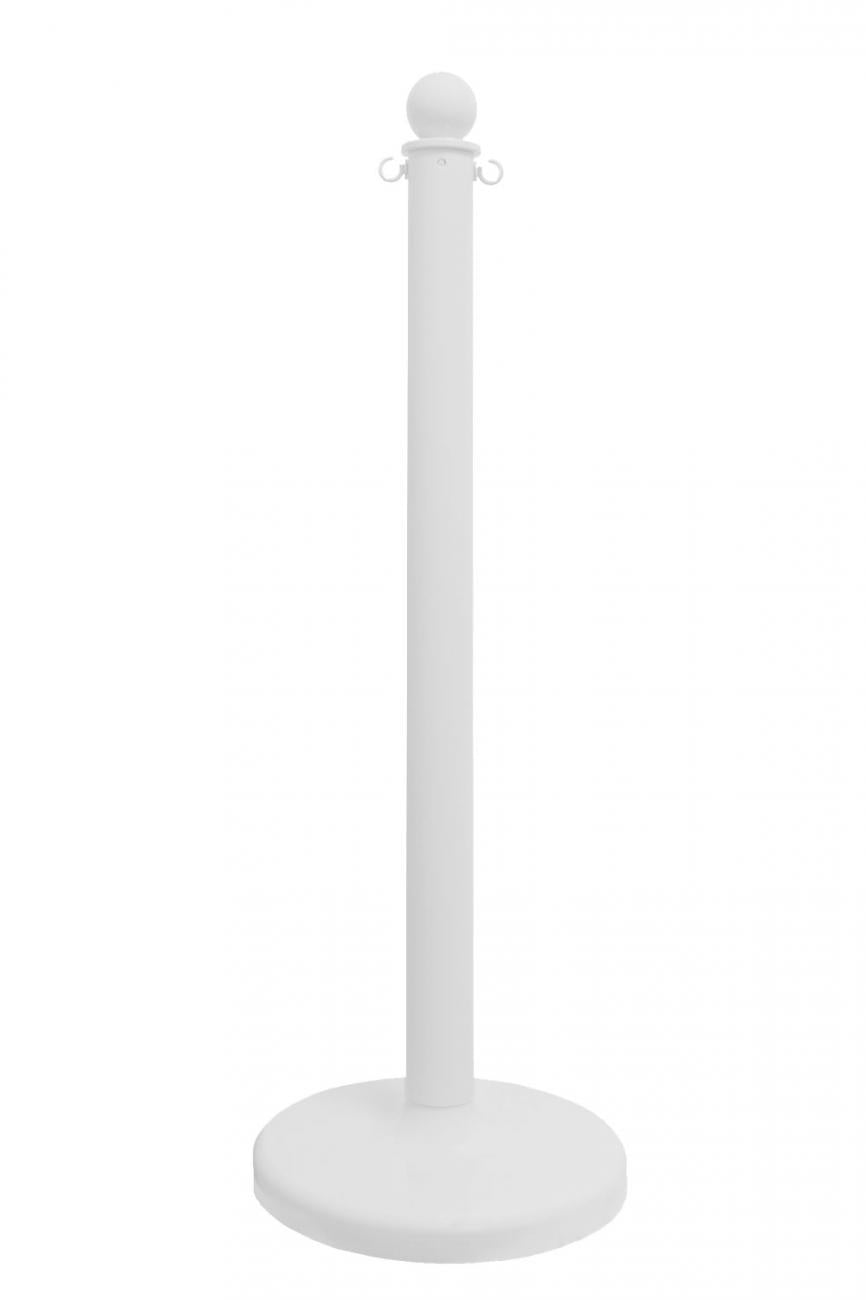 Crowd Control 2.5" Diameter Plastic Barrier Stanchion Medium Duty, 40" – White