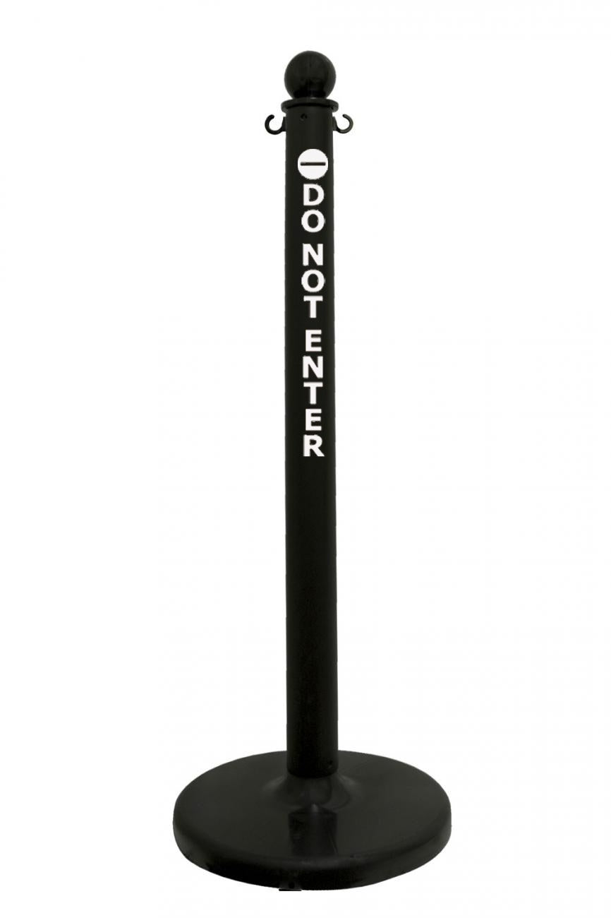 2.5" Black safety label stanchion, DO NOT ENTER in white