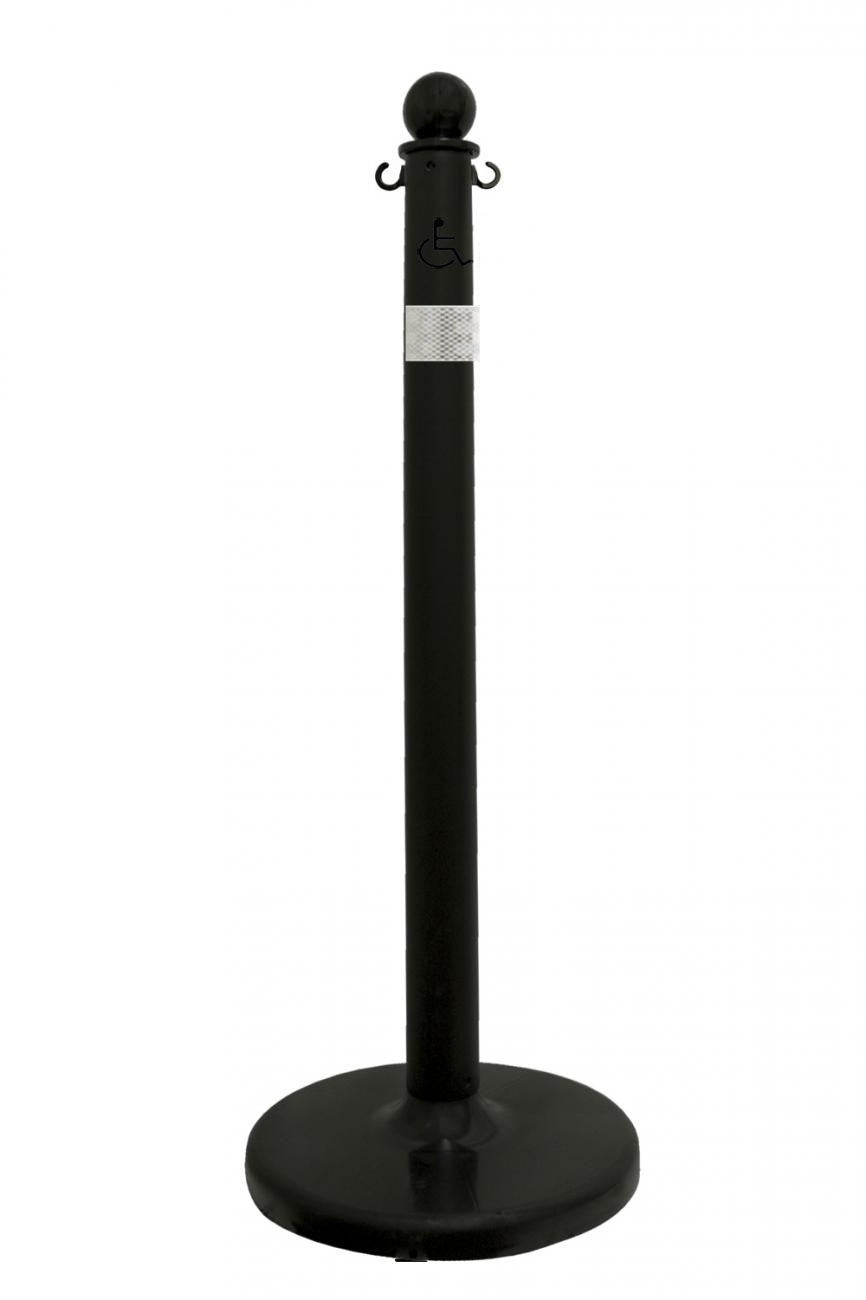 2.5" Black safety label stanchion, HANDICAP in black