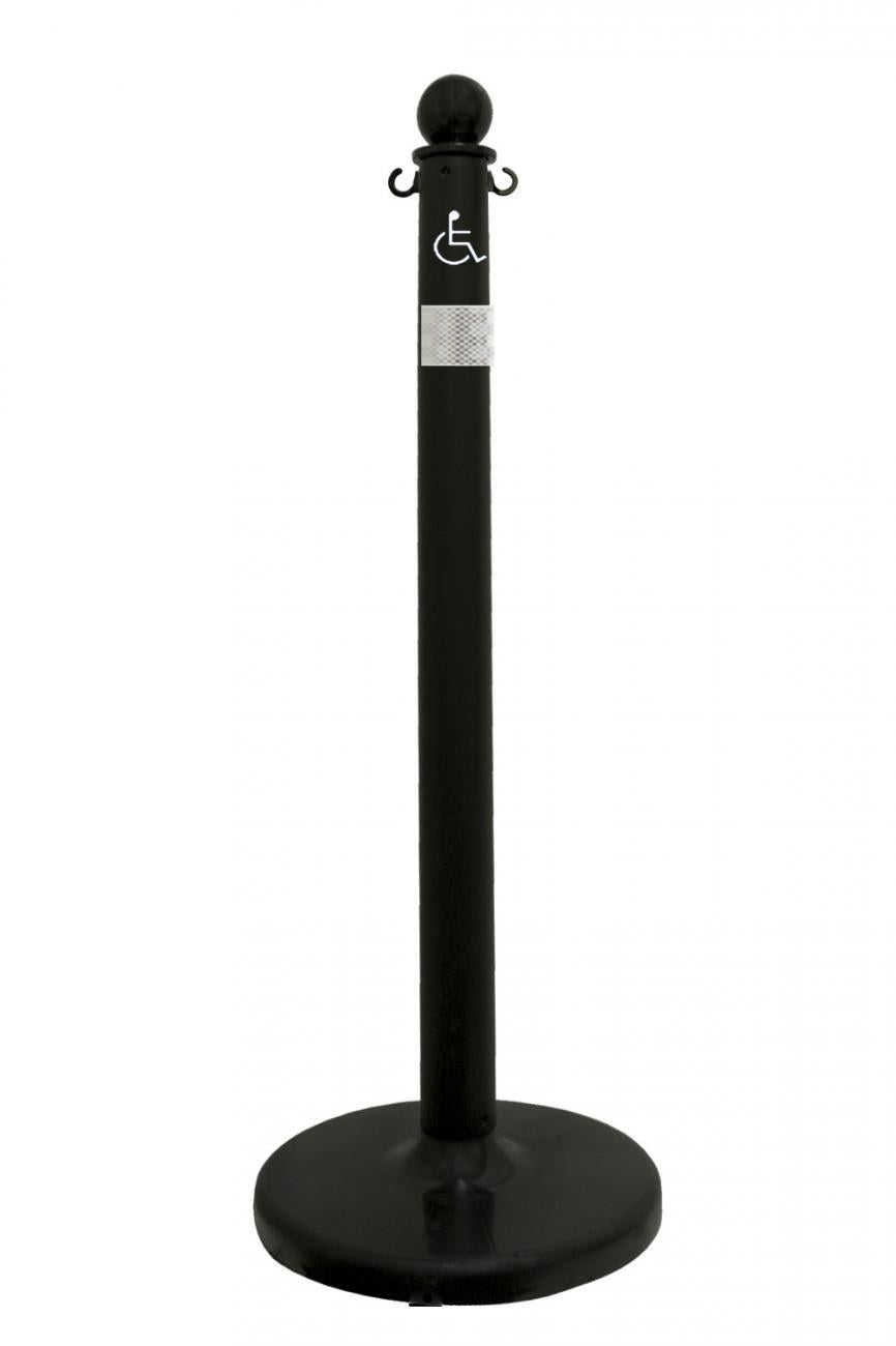 2.5" Black safety label stanchion, HANDICAP in white