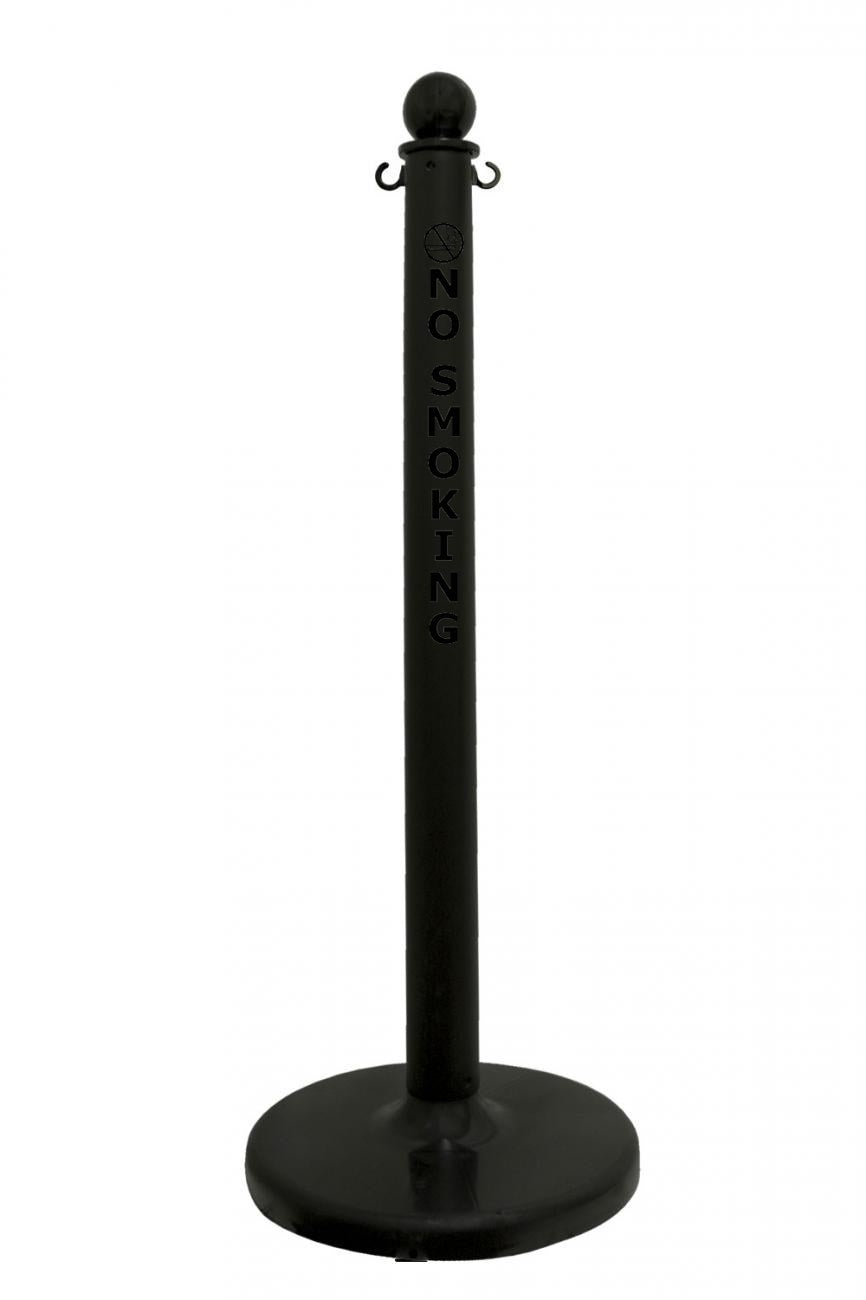 2.5" Black safety label stanchion, NO SMOKING in black