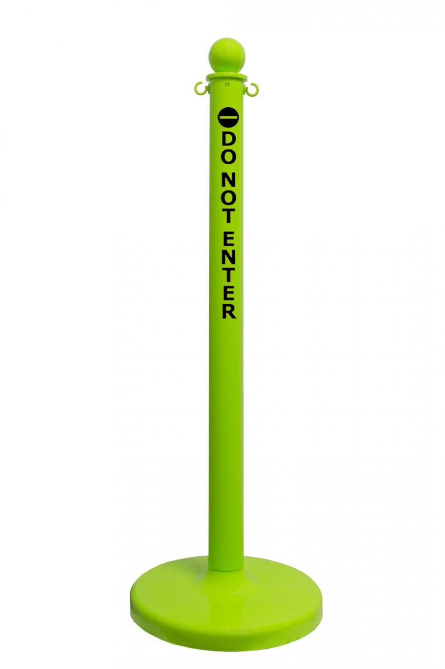 2.5" Safety Green safety label stanchion, DO NOT ENTER in black