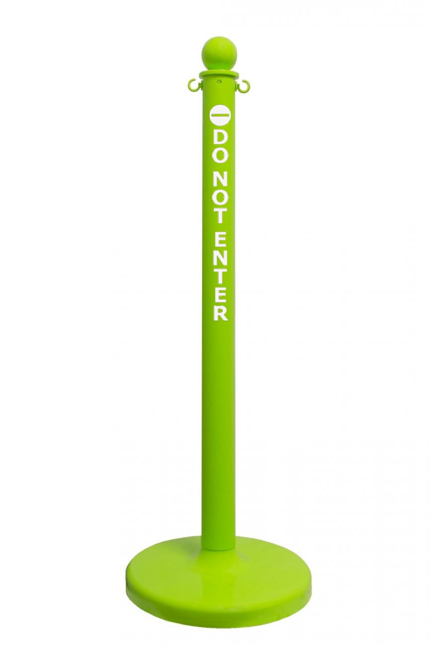 2.5" Safety Green safety label stanchion, DO NOT ENTER in white