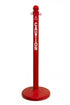 2.5" Red safety label stanchion, CAUTION in white