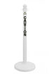 2.5" White safety label stanchion, CAUTION in black