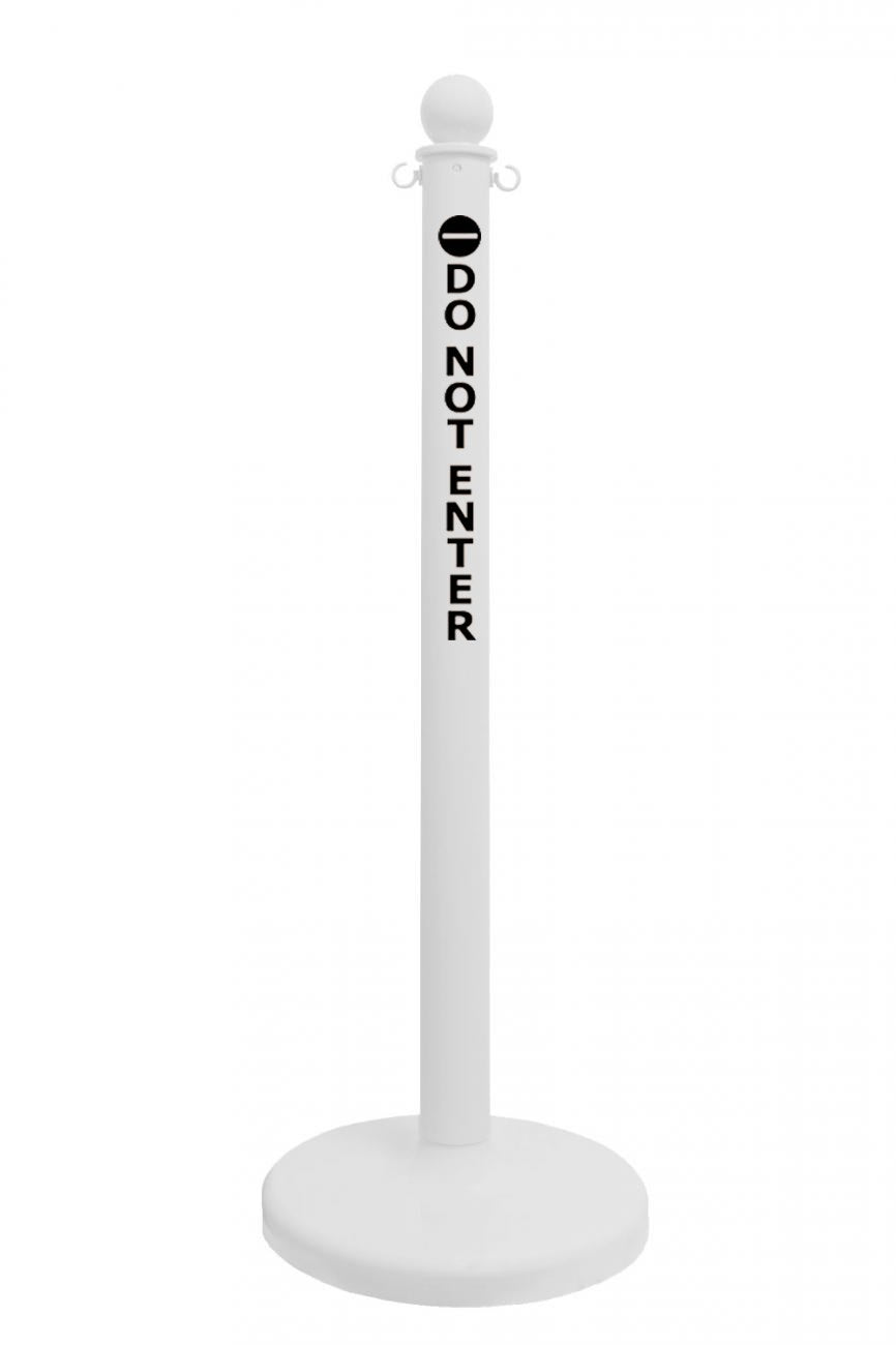 2.5" White safety label stanchion, DO NOT ENTER in black