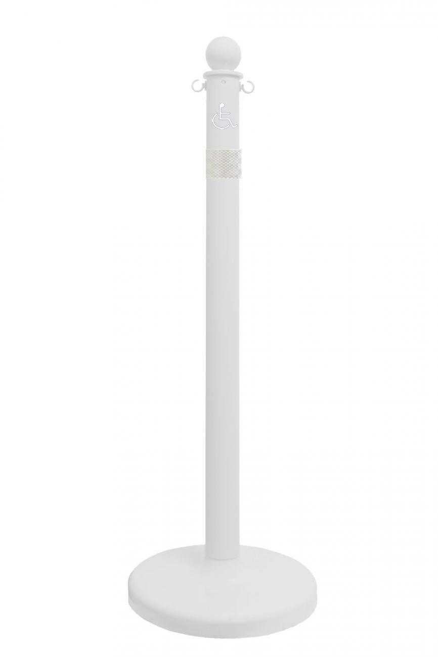 2.5" White safety label stanchion, HANDICAP in white