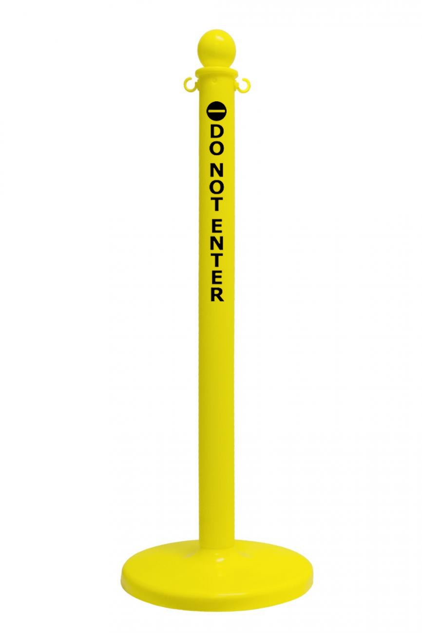 2.5" Yellow safety label stanchion, DO NOT ENTER in black