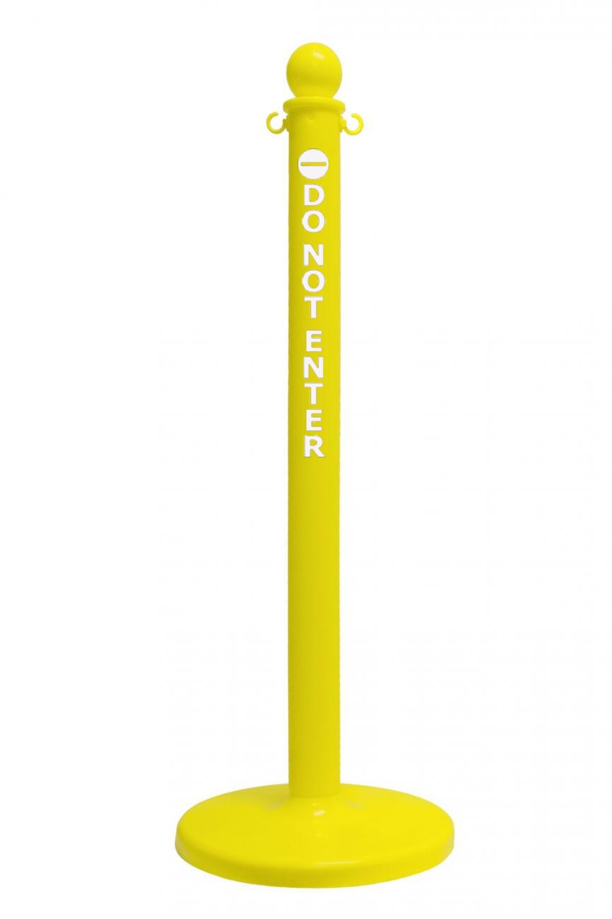 2.5" Yellow safety label stanchion, DO NOT ENTER in white