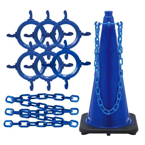 Crowd Control 36" Traffic Cone and Chain Connector Kit – Blue