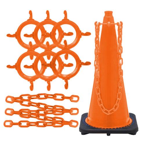 Crowd Control 36" Traffic Cone and Chain Connector Kit – Safety Orange