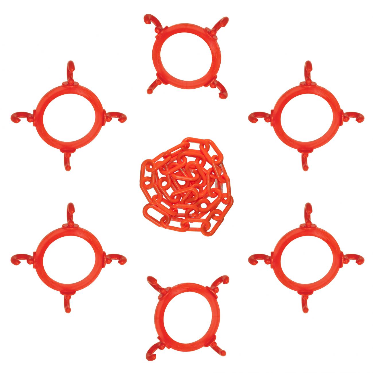 Crowd Control 50FT Cone Chain Connector Kit For Plastic Barrier Stanch – Traffic Orange
