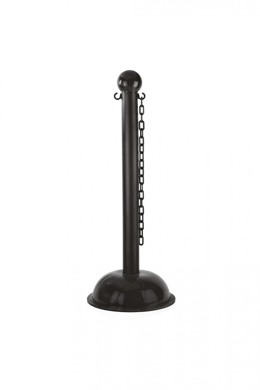 Crowd Control 3" Diameter Heavy Duty Plastic Barrier Stanchion – Black