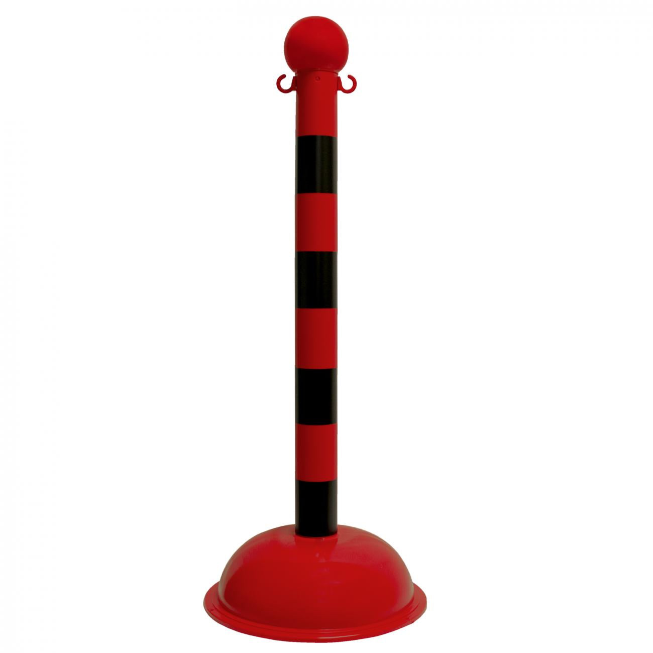 Crowd Control 3" Diameter Striped Barrier Stanchion / 41" Height – Black/Red