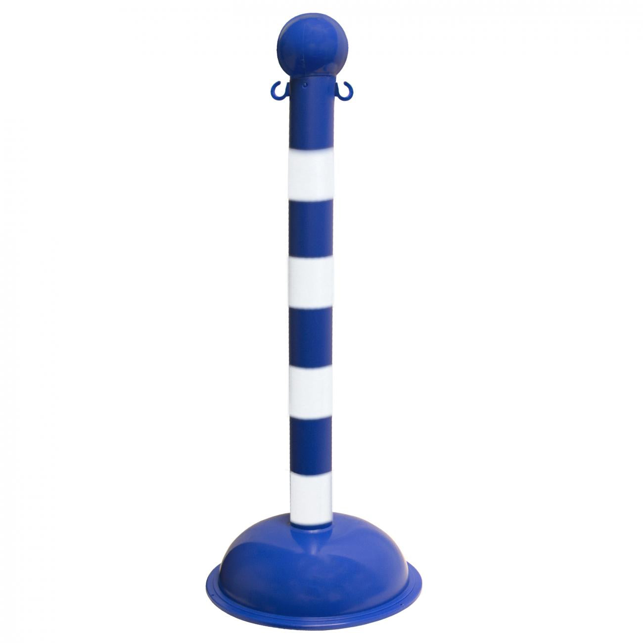Crowd Control 3" Diameter Striped Barrier Stanchion / 41" Height – Blue/White