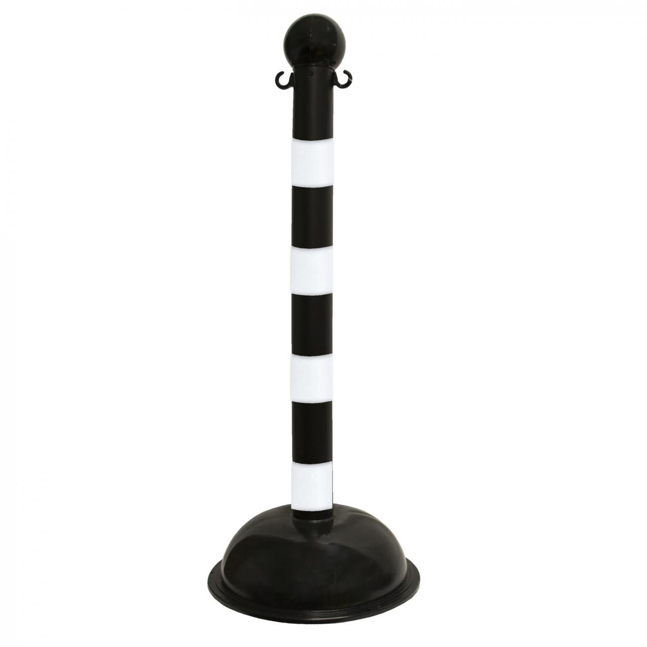 Crowd Control 3" Diameter Striped Barrier Stanchion / 41" Height – Black/White