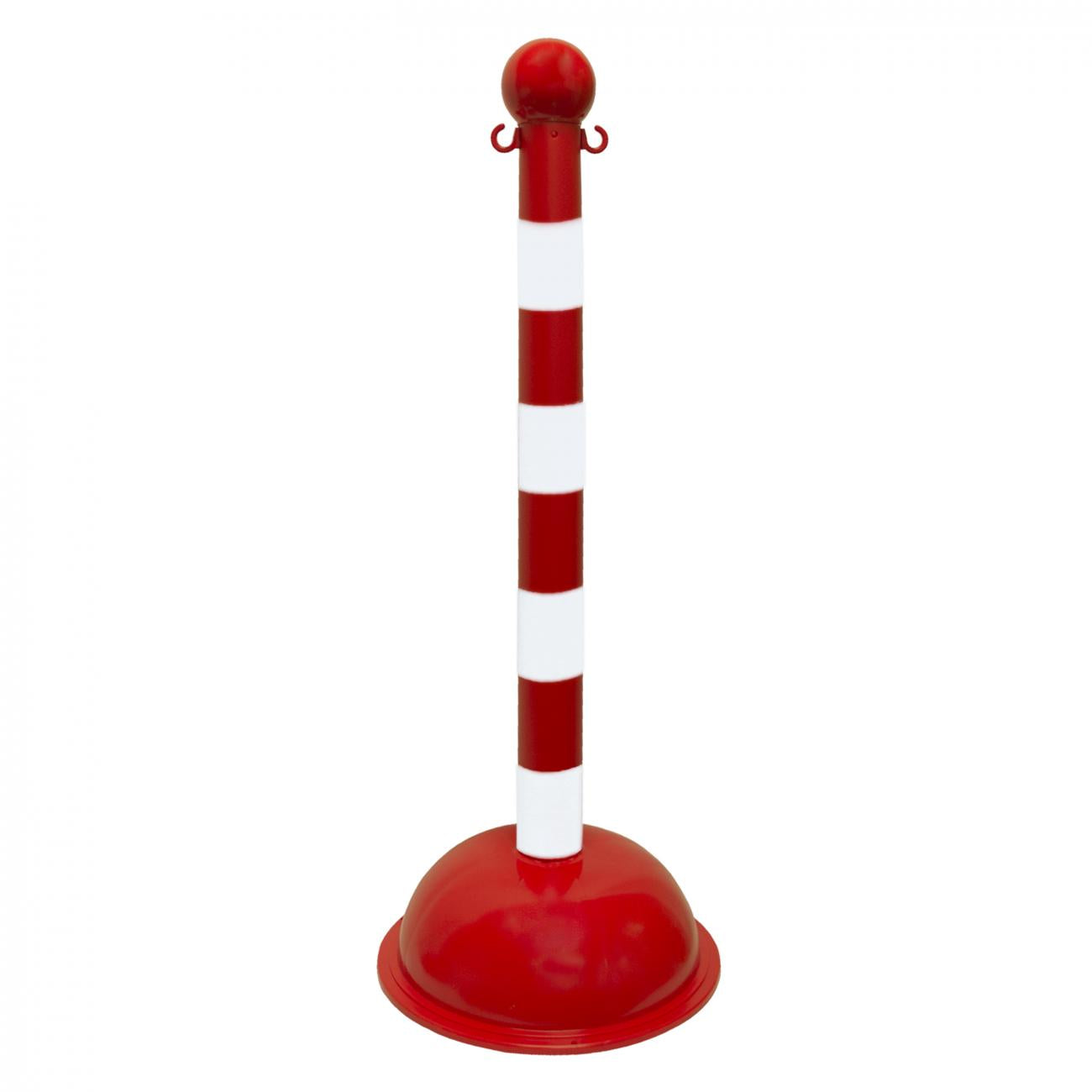 Crowd Control 3" Diameter Striped Barrier Stanchion / 41" Height – Red/White