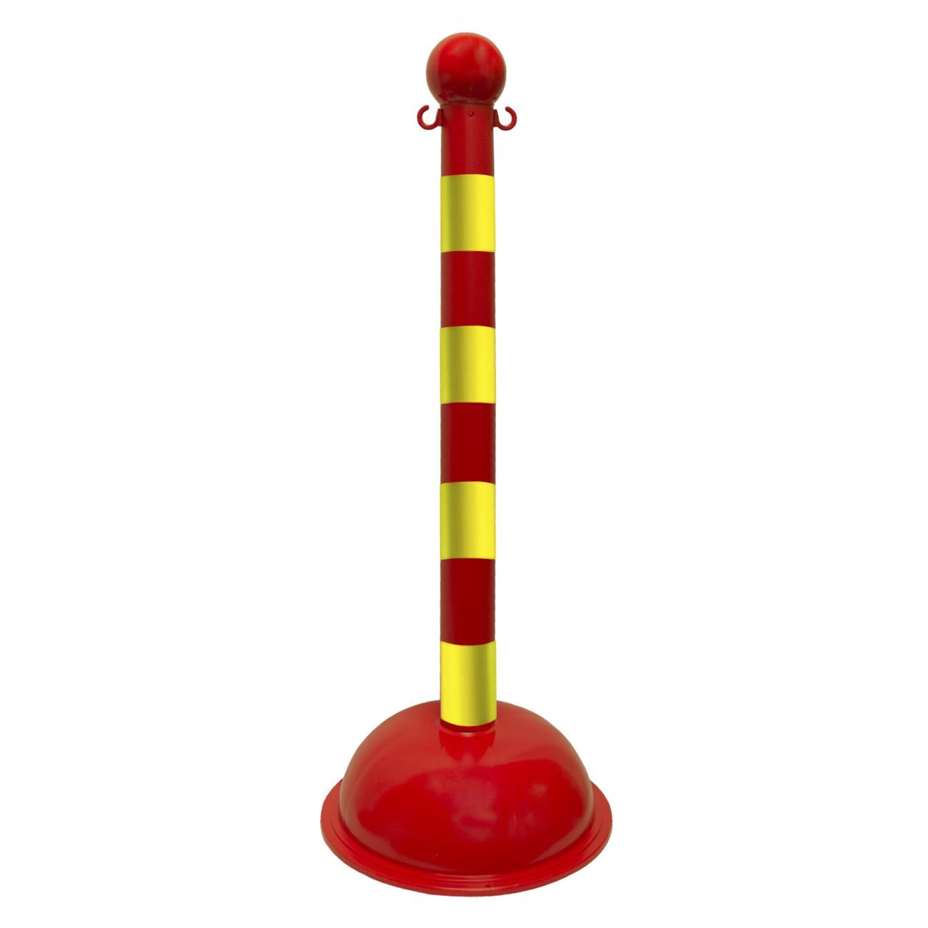 Crowd Control 3" Diameter Striped Barrier Stanchion / 41" Height – Red/Yellow