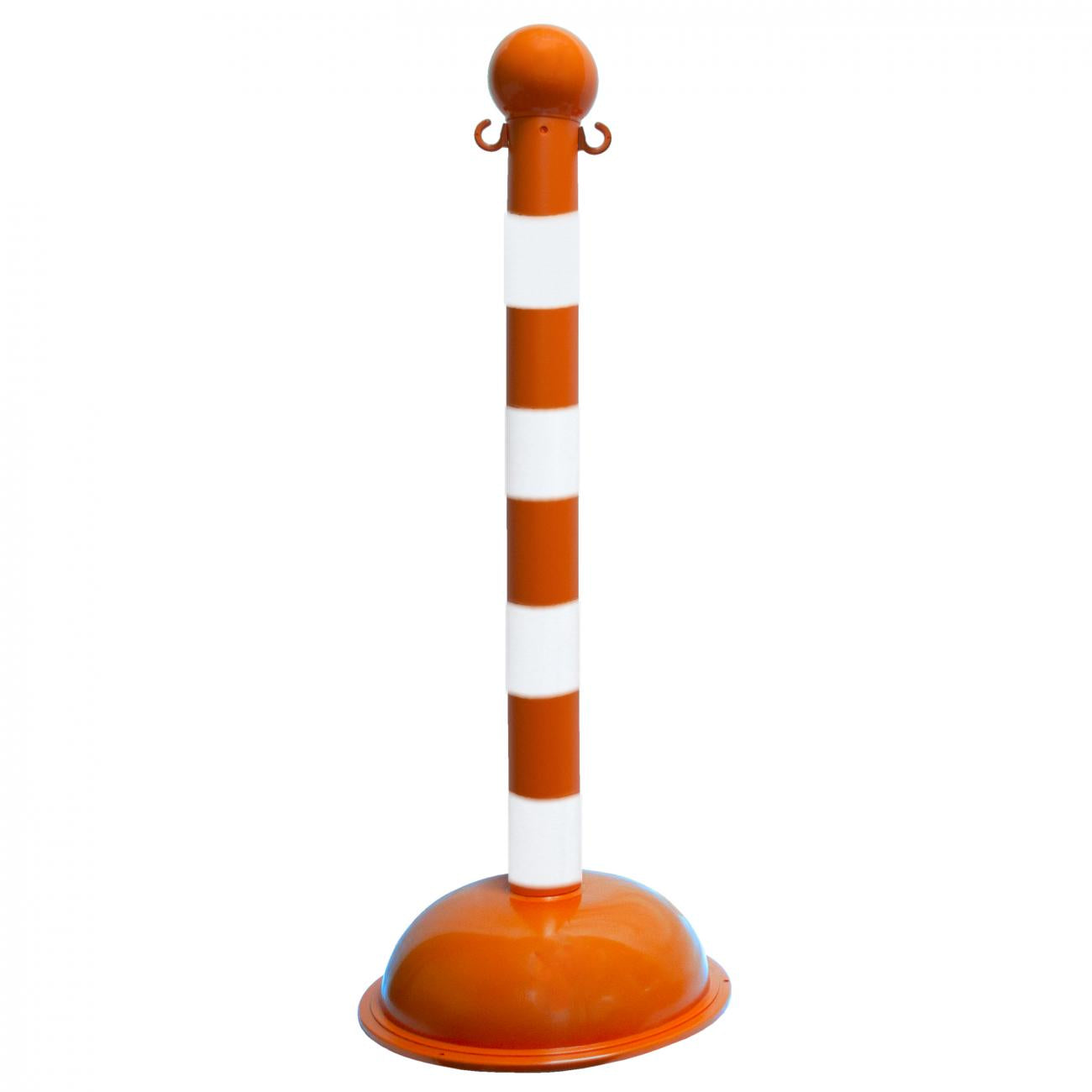 Crowd Control 3" Diameter Striped Barrier Stanchion / 41" Height – Safety Orange/White