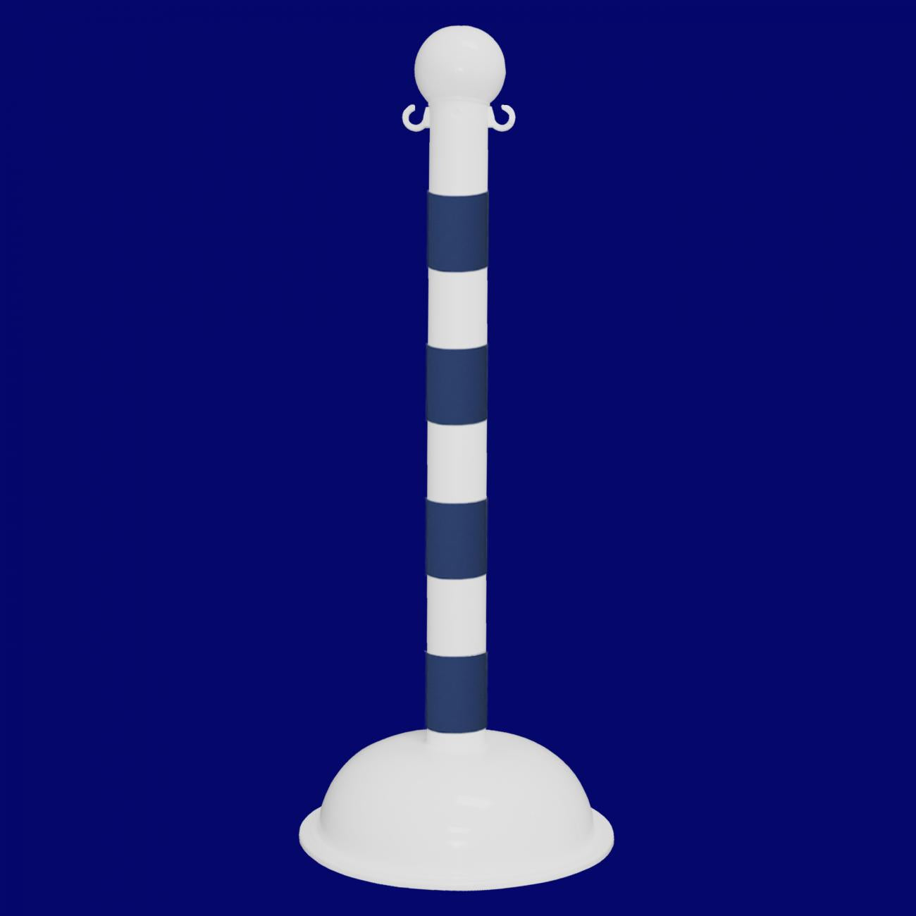 Crowd Control 3" Diameter Striped Barrier Stanchion / 41" Height – White/Blue