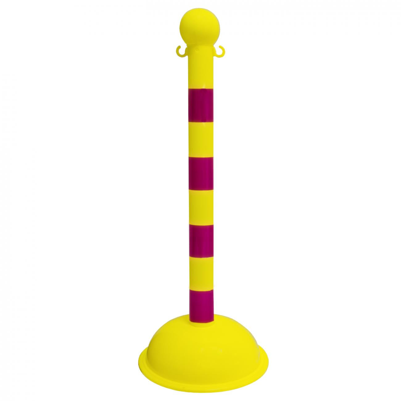 Crowd Control 3" Diameter Striped Barrier Stanchion / 41" Height – Yellow/Magenta