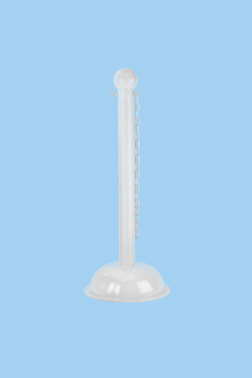 Crowd Control 3" Diameter Heavy Duty Plastic Barrier Stanchion – White