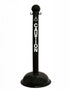 3" Black safety label stanchion, CAUTION in white