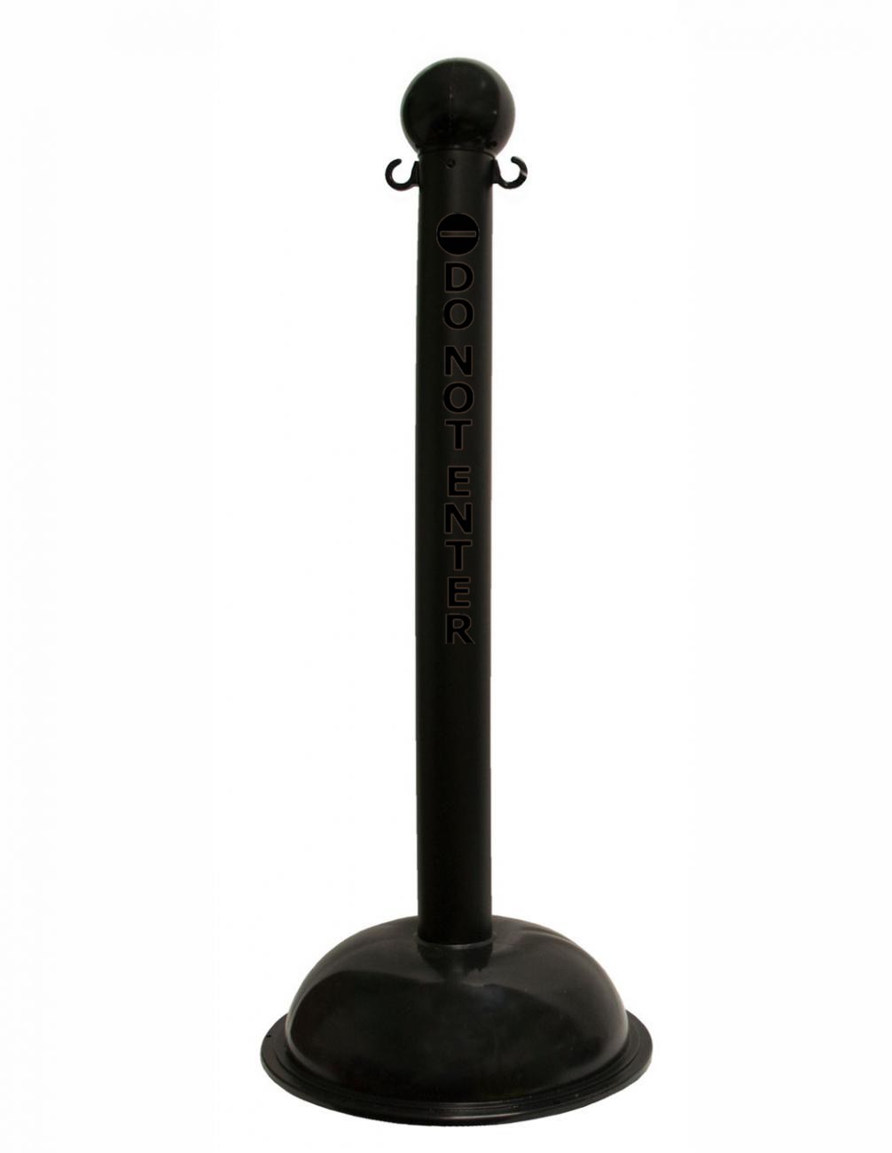3" Black safety label stanchion, DO NOT ENTER in black
