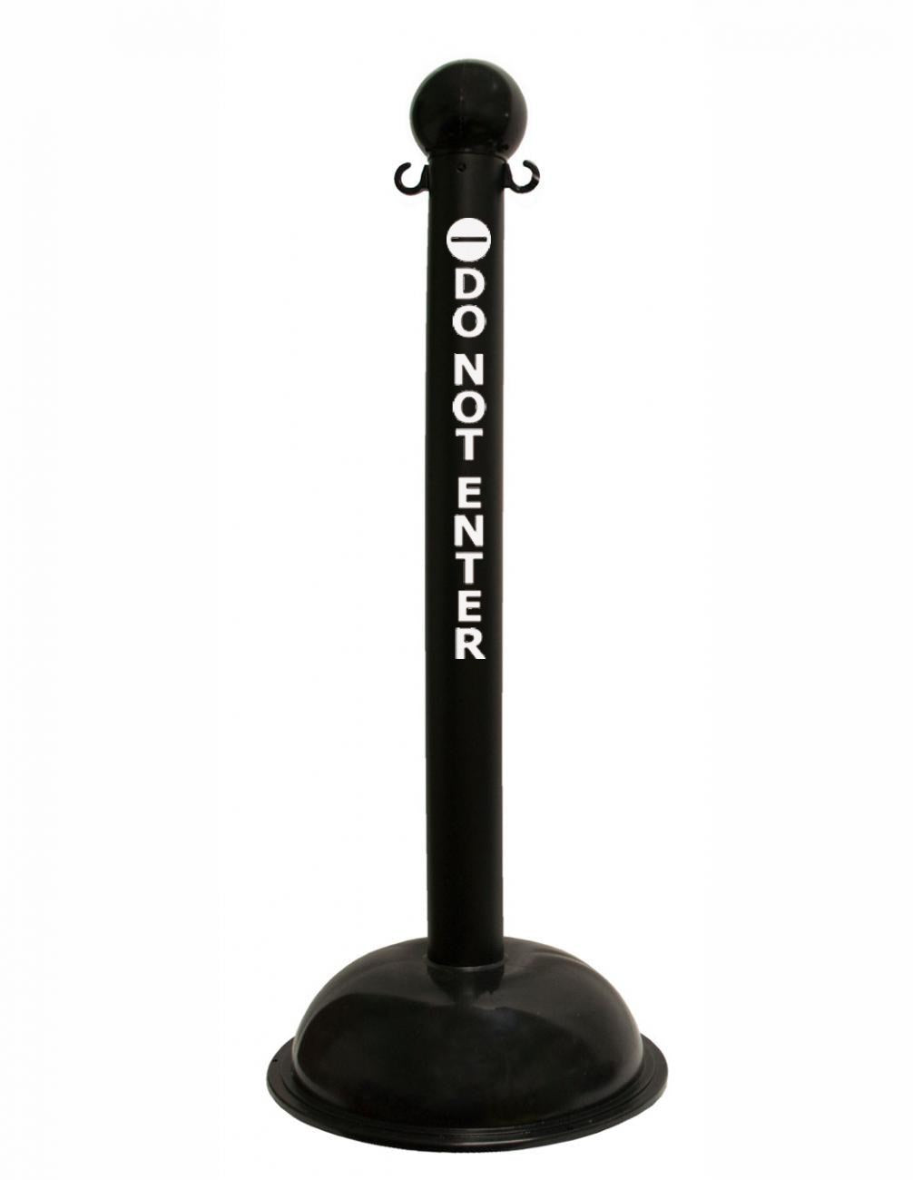 3" Black safety label stanchion, DO NOT ENTER in white