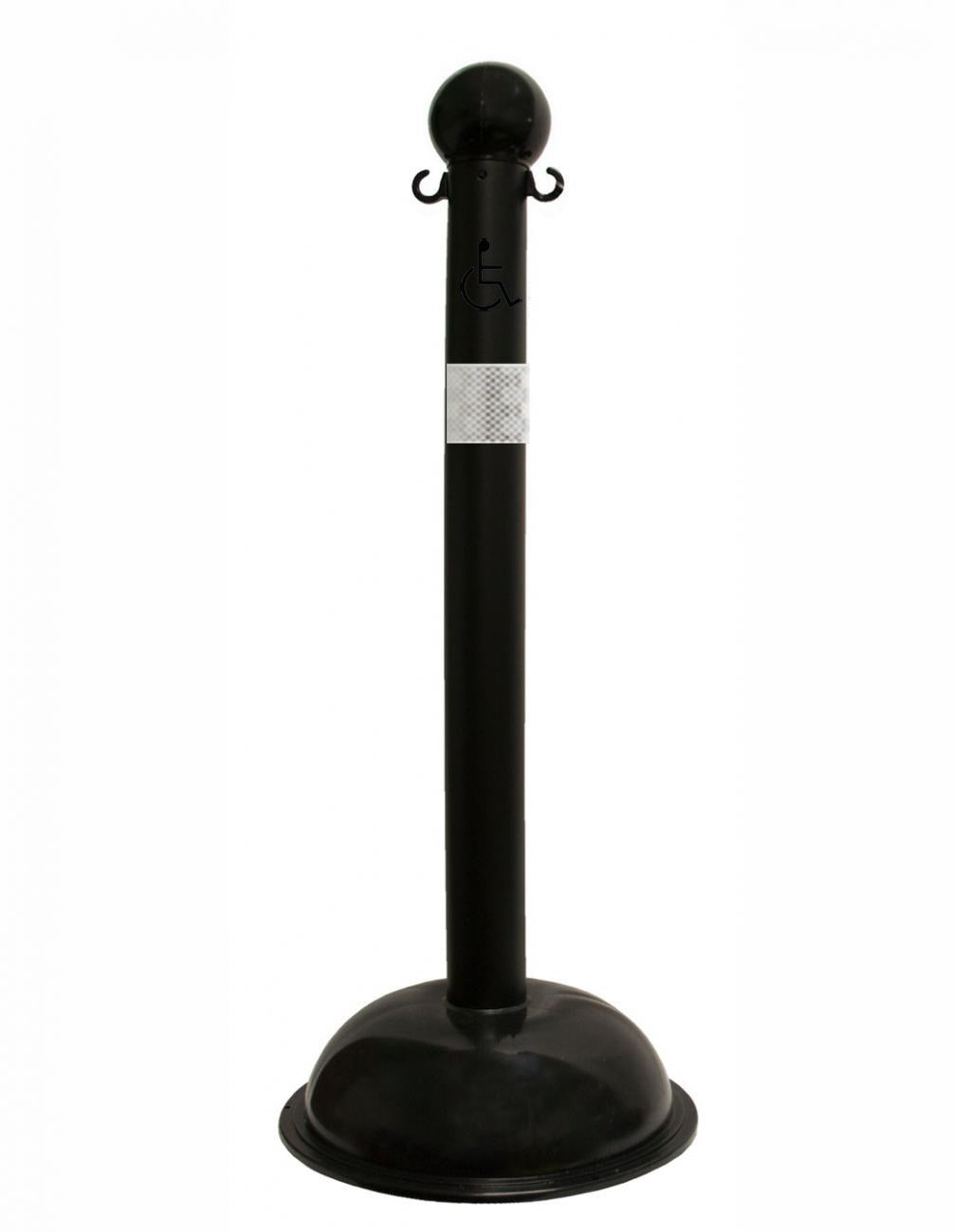 3" Black safety label stanchion, HANDICAP in black