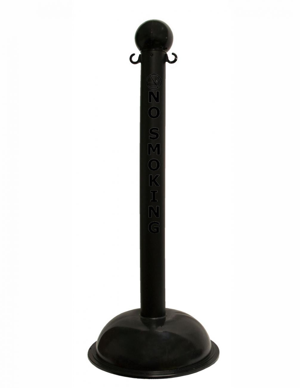 3" Black safety label stanchion, NO SMOKING in black