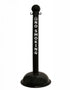 3" Black safety label stanchion, NO SMOKING in white