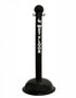 3" Black safety label stanchion, WET FLOOR in white