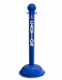 3" Blue safety label stanchion, CAUTION in white