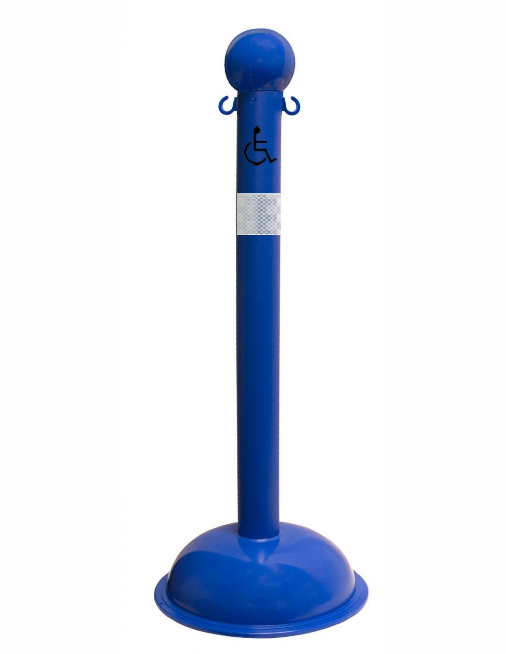 3" Blue safety label stanchion, HANDICAP in black