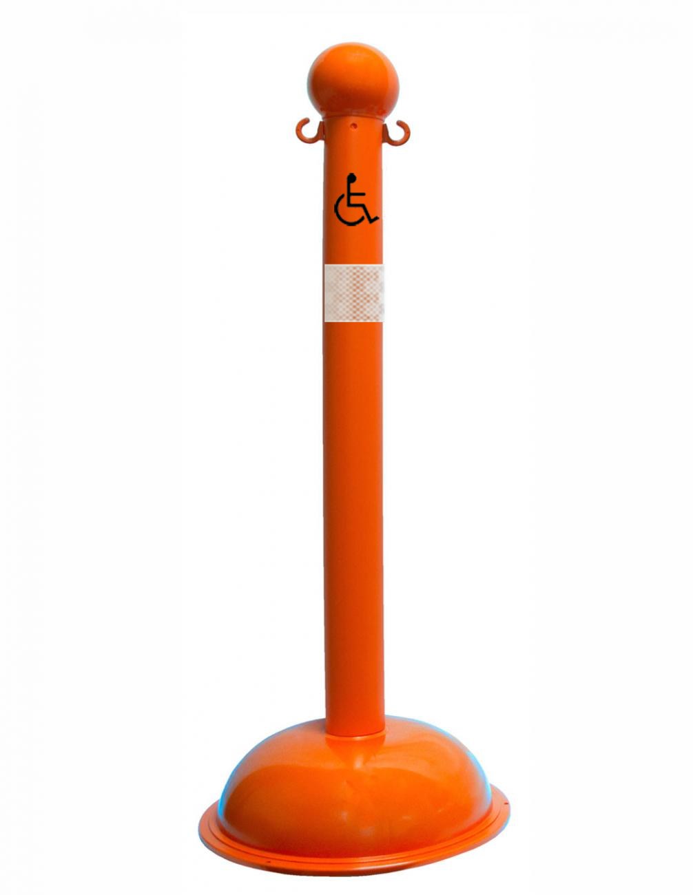 3" Safety Orange safety label stanchion, HANDICAP in black