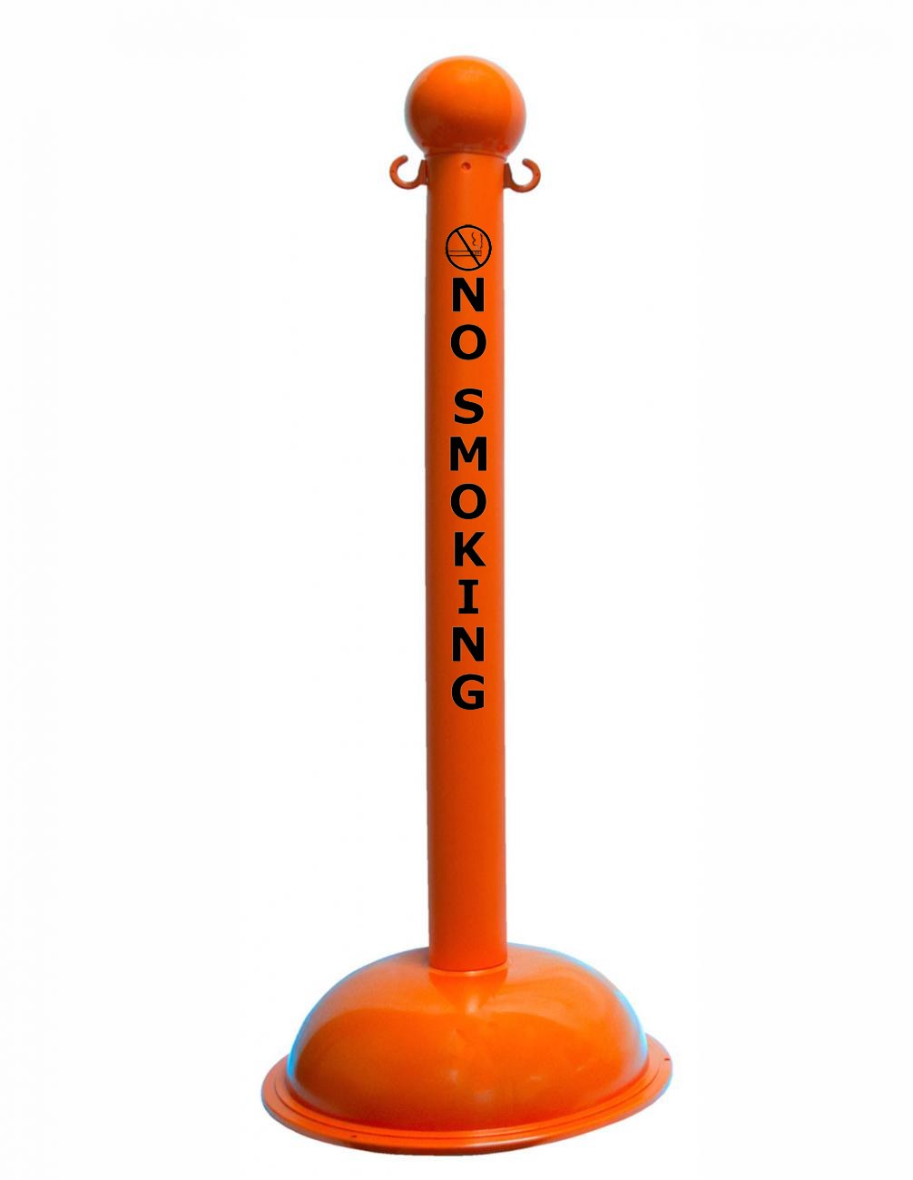 3" Safety Orange safety label stanchion, NO SMOKING in black