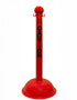 3" Red safety label stanchion, CAUTION in black