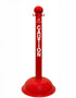 3" Red safety label stanchion, CAUTION in white