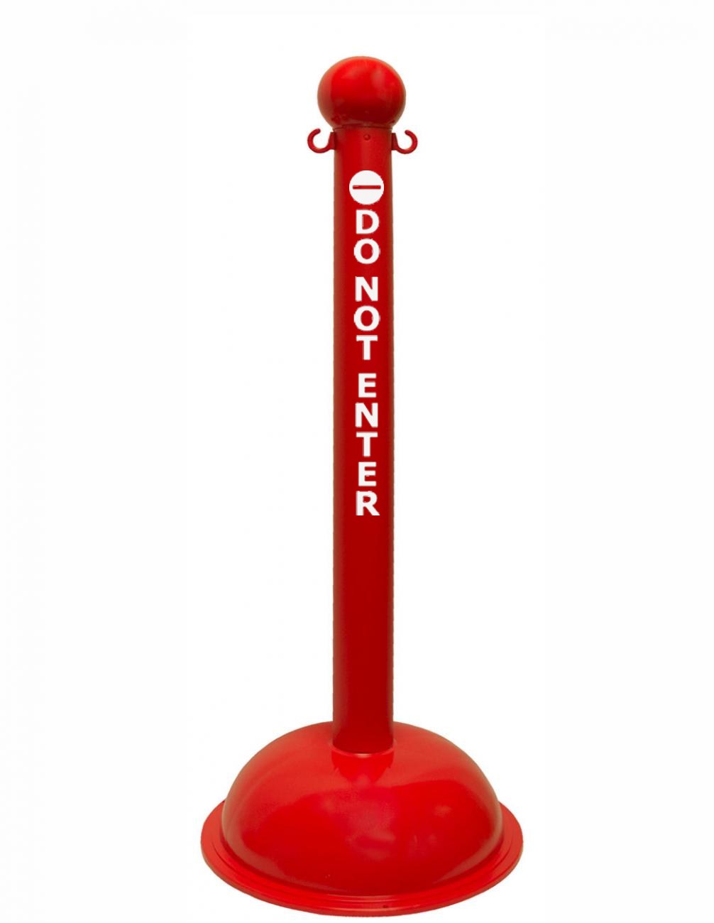 3" Red safety label stanchion, DO NOT ENTER in white