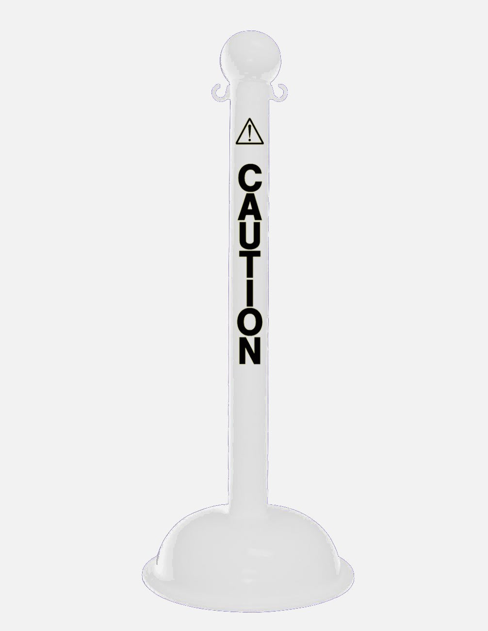 3" White safety label stanchion, CAUTION in black