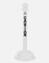 3" White safety label stanchion, CAUTION in black