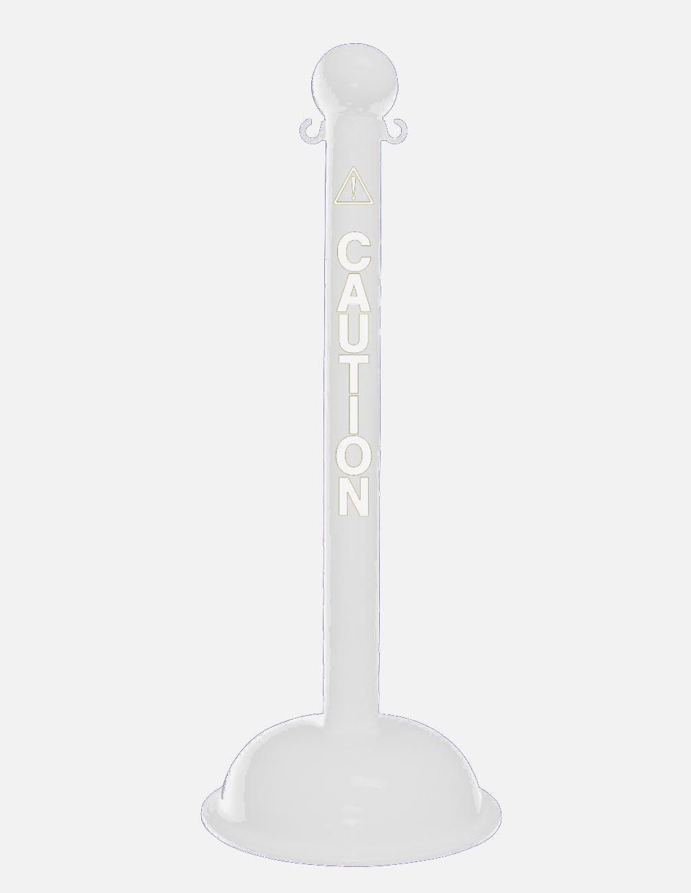 3" White safety label stanchion, CAUTION in white