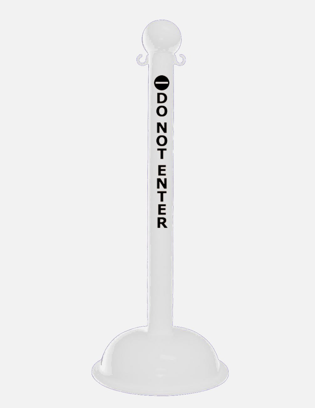 3" White safety label stanchion, DO NOT ENTER in black