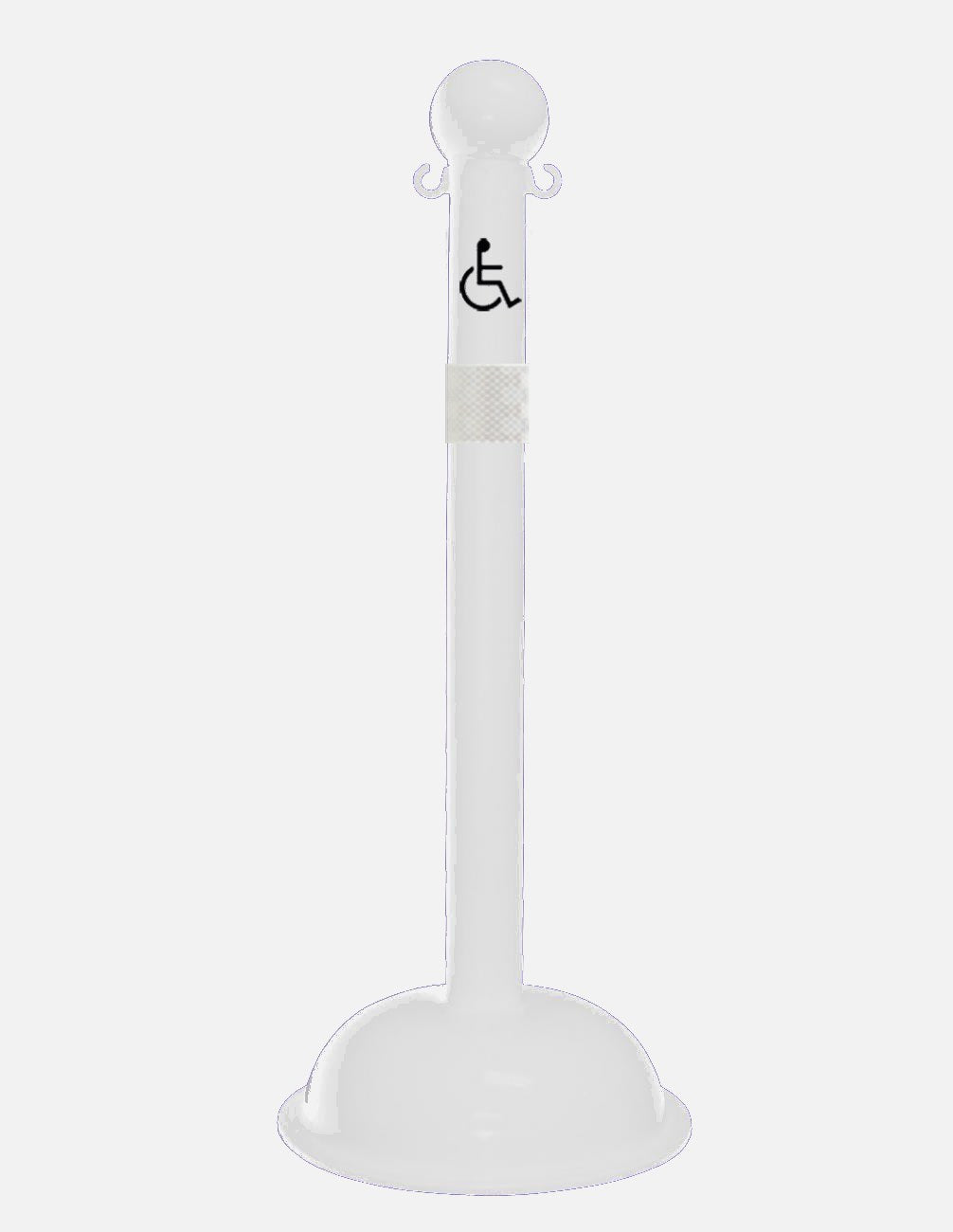 3" White safety label stanchion, HANDICAP in black
