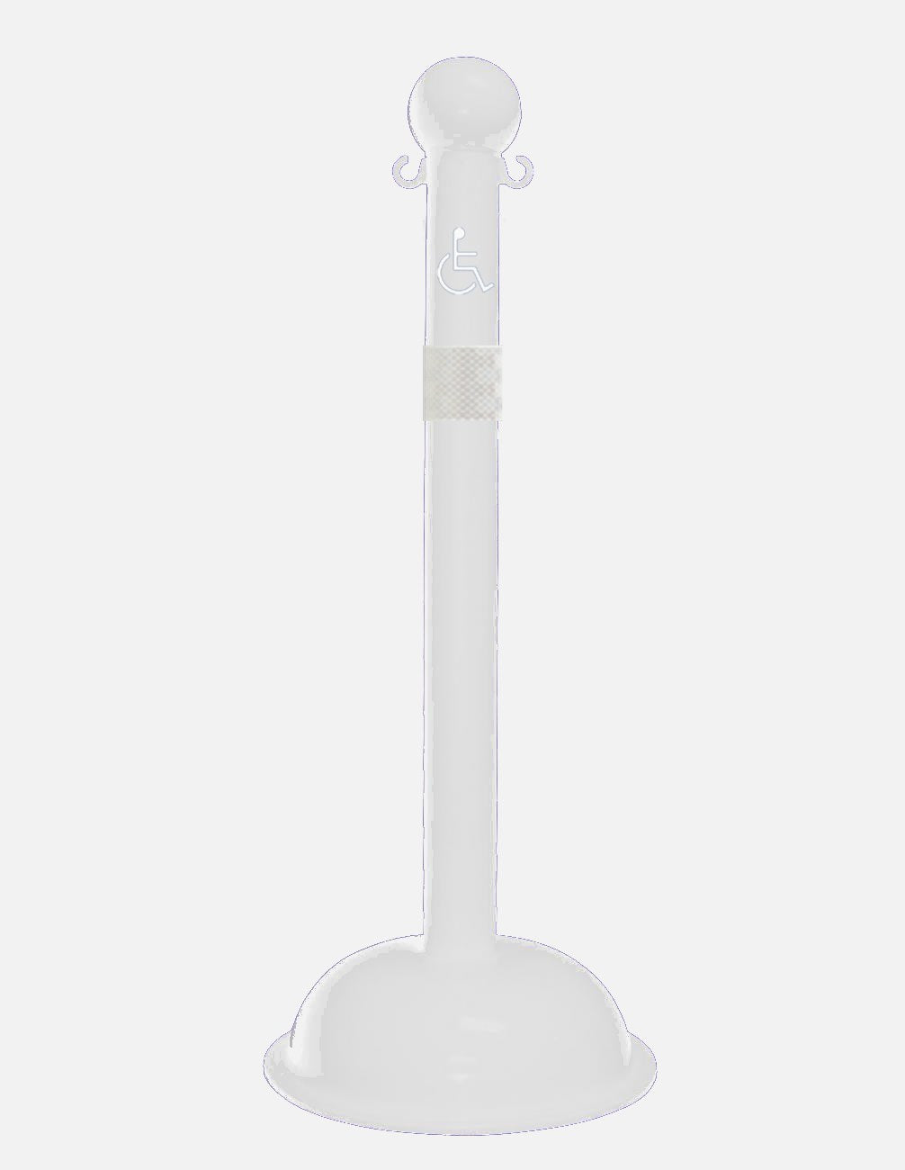 3" White safety label stanchion, HANDICAP in white
