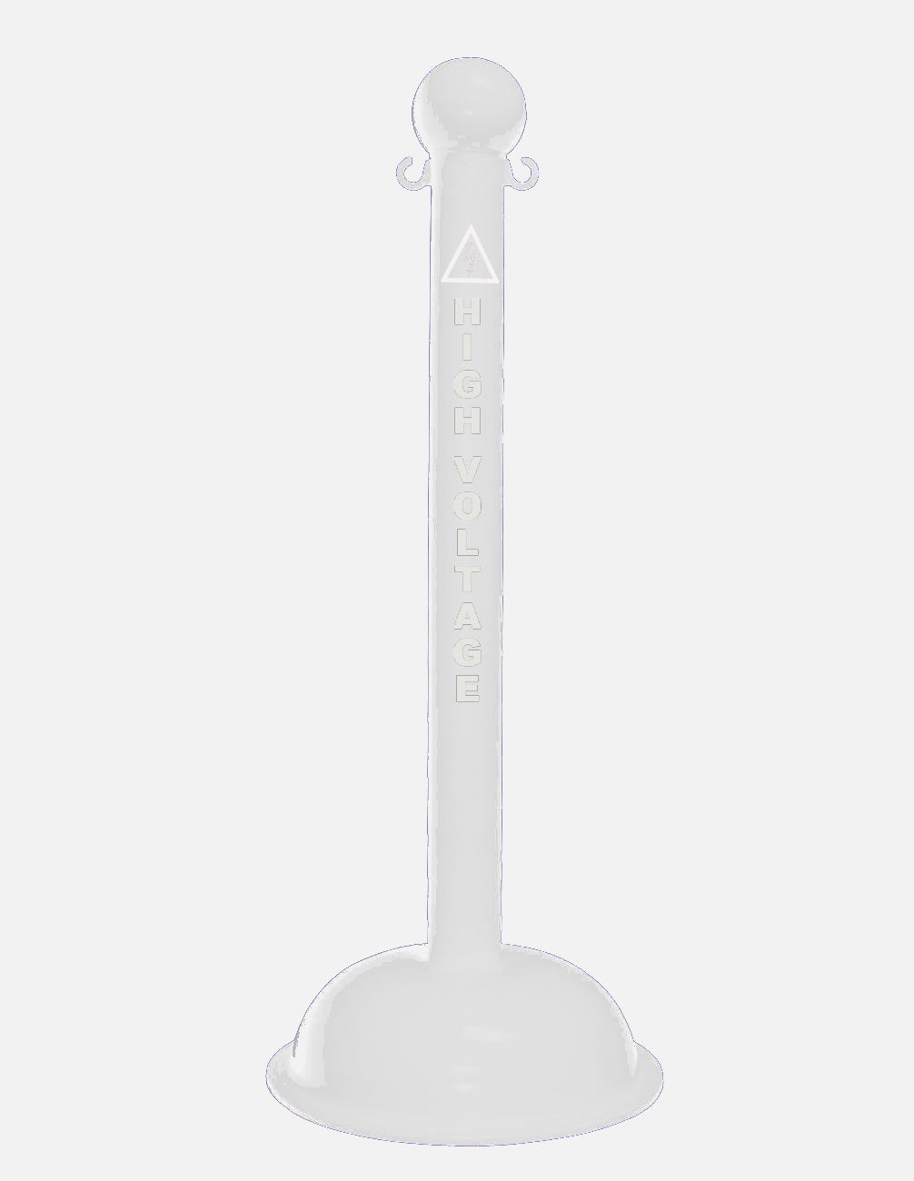 3" White safety label stanchion, HIGH VOLTAGE in white